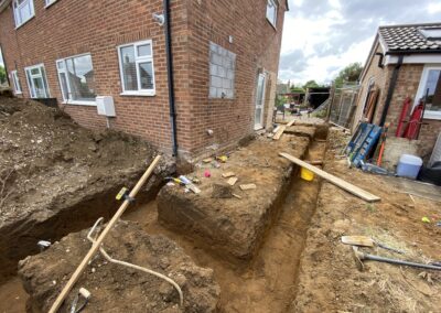 During foundation excavation using The Mini Digger Guy's mini digger and driver hire service